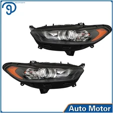 Halogen Left&Right For Ford Fusion 2013-2016 Front Headlights Headlamps Black