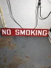 Vintage Enamel Porcelain NO SMOKING SIGN Red & White Oil Gas Station 24”x4” NICE