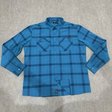 Northwest River Supplies NRS Men's XL Blue Plaid Snap Front Guide Shirt *READ