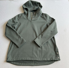 The North Face Hoodie Sweater Top Pullover Jacket XL Green Snap Long Sleeve