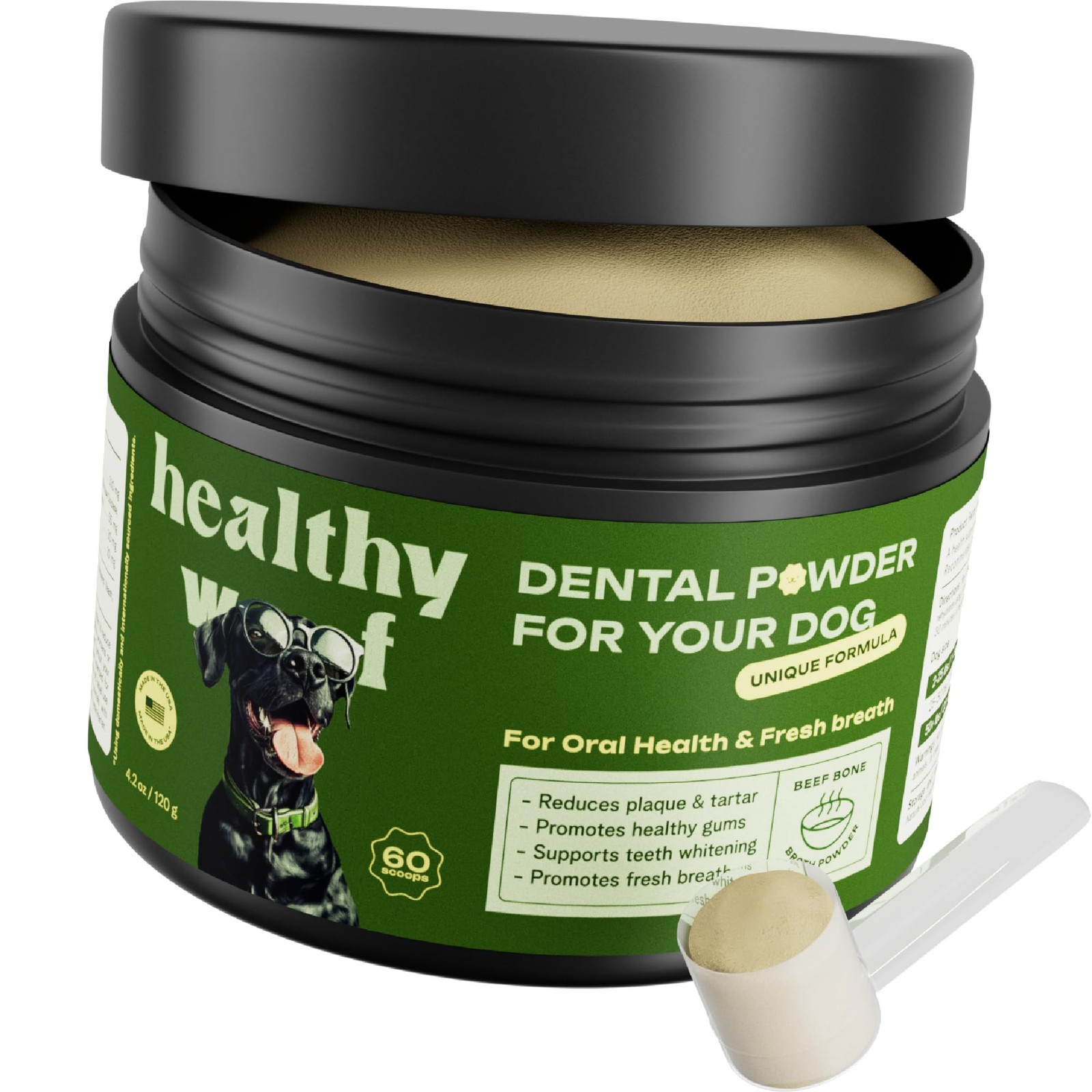 Dental Powder for Dogs - Complete Oral Care Bone Broth, Dog Teeth Cleaning Po...