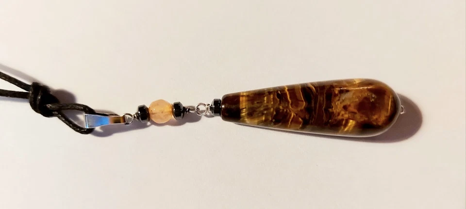 Ciondolo in argento 925 con pietra giada  occhio di tigre ematite goccia natale - Immagine 3 di 4