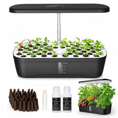 52 Pods Hydroponics Growing System Kit, Indoor Herb Garden with Smart Black