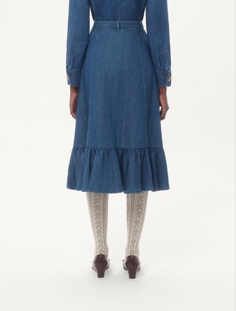 USED VALENTINO LOGO LIGHTWEIGHT DENIM SKIRT DRESS CHANEL VERYGOOD thumbnail 19