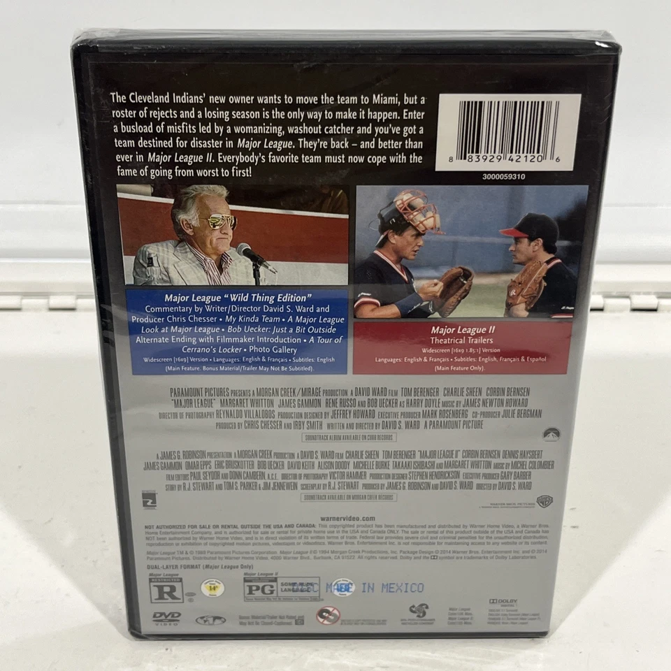 Major League + Major League II DVD | Brand New Sealed | Charlie Sheen - Image 2 of 3