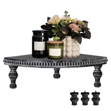 Vintage Black Corner Pedestal Stand, Rustic Decorative Riser for Display, Far...