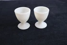 2 Vtg Egg Cups Milk Glass  1950's Cottage Farmhouse  Easter Flaw
