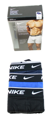 NIKE DRI-FIT Men's L 36-38'' Multi-Colors 3 Prs. Nike Logo Waistband Boxer Briefs