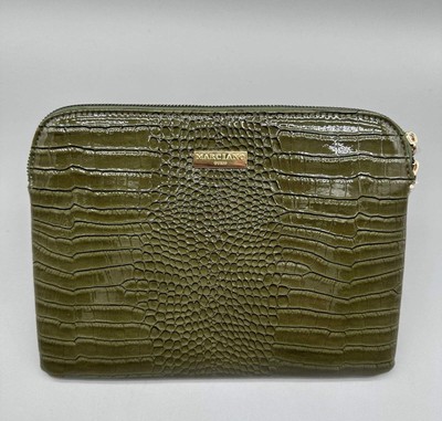 Guess Marciano Green Faux Snakeskin Zipper Clutch Purse Bag | Fast Shipping