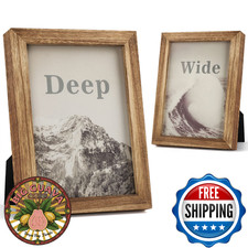 Emfogo 5x7 Picture Frame 2 Pack, Rustic Solid Wood with Real Glass