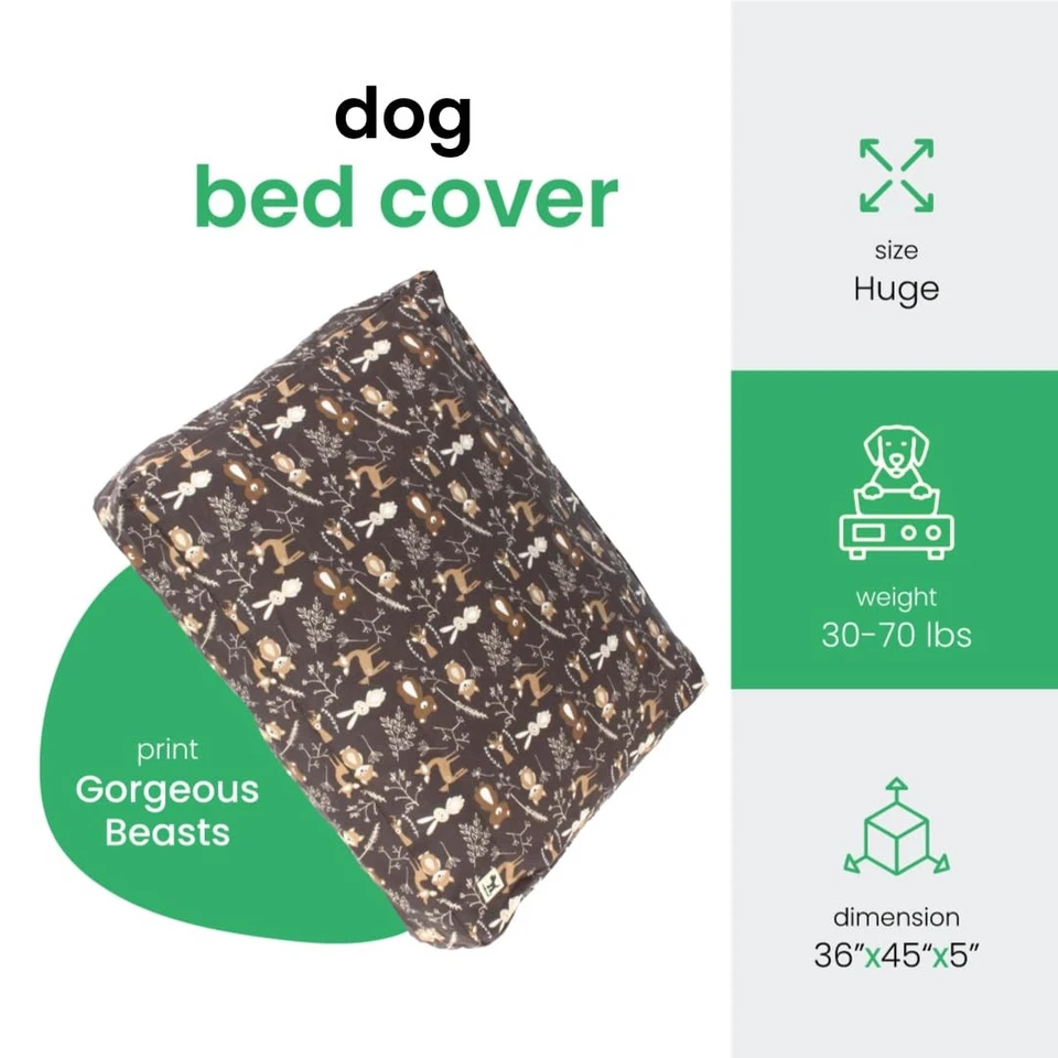 Enorme funda de cama para perro - Precioso estampado de bestias - Mide 36”X45”X5’’ - 100% algodón... Foto 2 de 4