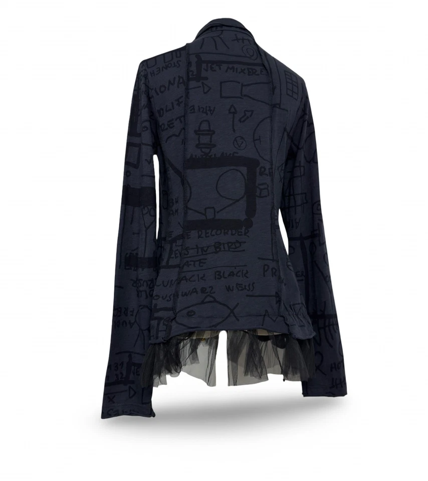 Rundholz Black Label Graffiti Printed Mesh Hem Cardigan Jacket Size S - Image 3 of 4