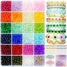Glass Beads for Bracelets 1400pcs Bracelet Making Kit 6mm Glass Bead for Jewelry