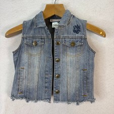 American Girl Light Wash Frayed Hem Denim Vest Girls Size M 10/12 Boho