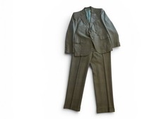 Vtg 70s Hart Schaffner Marx Men 2 Pc Suit 40 Olive Green Plaid Union Made USA