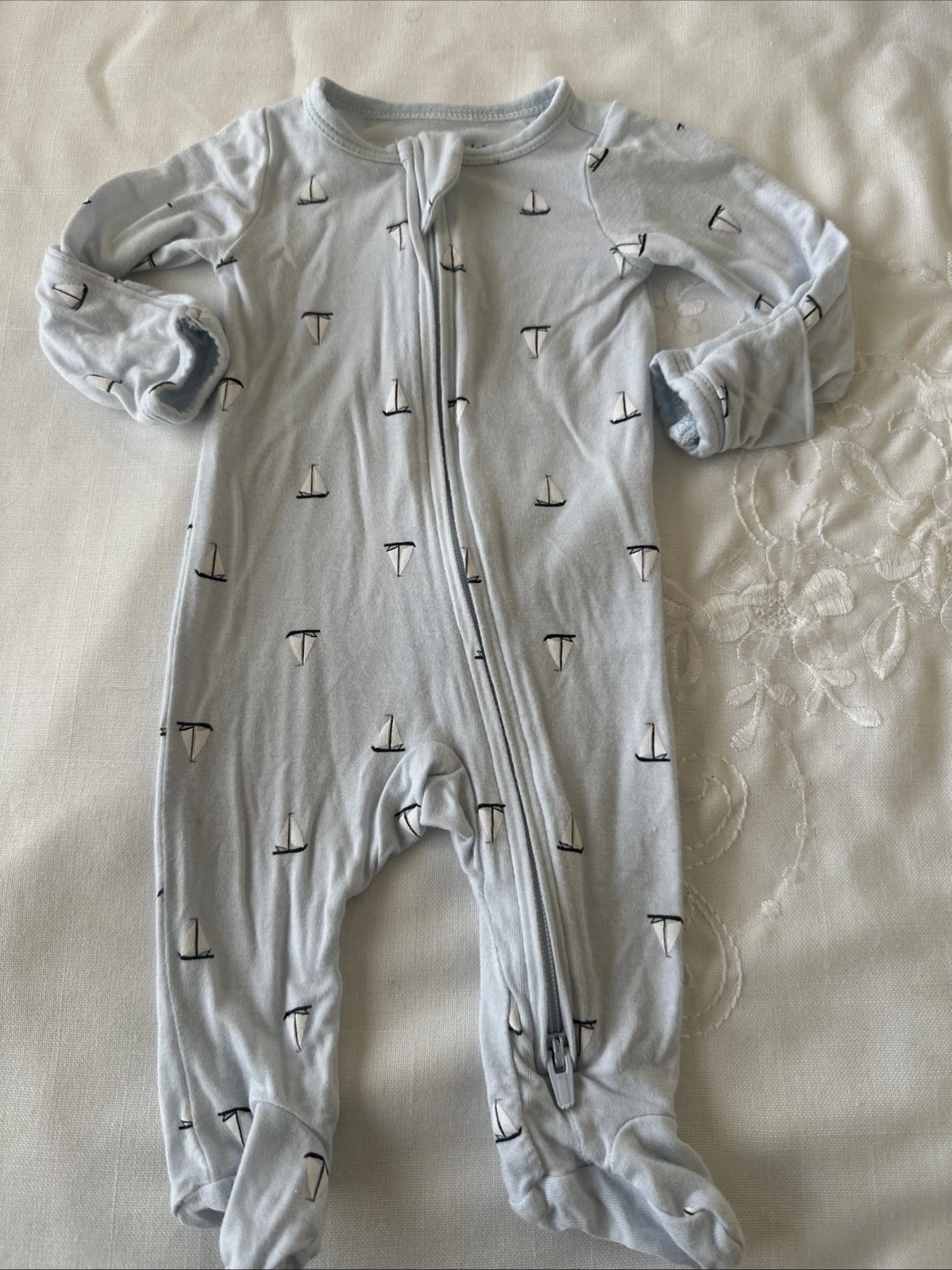 Baby Boy Clothes Carter's Preemie Sailboat Stretchy Soft Footed Outfit