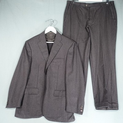 Corneliani Anzug Set Herren 50R Grau Nadelstreifen Blazer Hose Extrafeine Wolle Italienisch