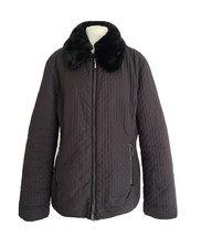 Jones New York Womens Black Full Zip Faux Fur Collar Padded Jacket. Xl-uk 16.