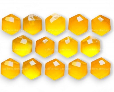 Yellow Onyx Faceted Hexagon Shape Gemstone, 10mm Jewelry Making 10pcs Pack