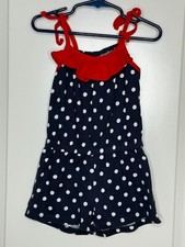 Gymboree Girls Navy and White Polka Dot Romper Size 5