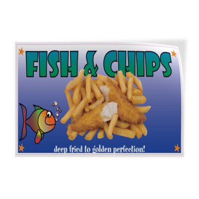 Decal Stickers Fish & Chips Restaurant Cafe Bar B Vinyl Store Sign Label