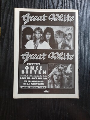 GREAT WHITE ONCE BITTEN  1987 MUSIC ALBUM  ADVERT 8.5X11.7'' POSTER