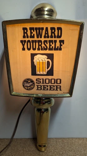 Vintage Miller $1000 Beer Wall Sconce Light Sign "Reward Yourself" 14.5"