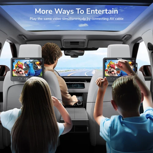2 x 10.1" Screen Car DVD Player Headrest Pillow Monitor Video USB HDMI w/Headset - Picture 4 of 18