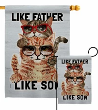 Like Father Son Garden Flag Cat Animals Decorative Small Gift Yard House Banner