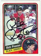 Rich Preston autographed Hockey Card (Chicago Blackhawks) 1984 Topps #34