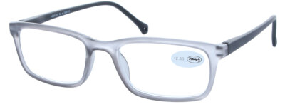 Klassische Kunststoff - Lesebrille OSCAR in Grau mit Federscharnier und Etui 