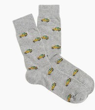 J. Crew Men's Trouser Socks One Size Beach Truck Print Heather Gray