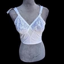 Vintage White Lace Longline Bra Bralette Adjustable Straps