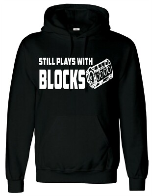 Spielt noch mit Blöcken schwarzer Hoody lustiger Motor Mechaniker Auto Kerl LKW Reparatur 