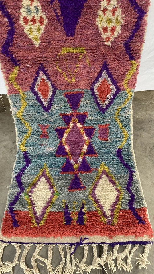 "Alfombra de corredor bereber marroquí vintage Boujaad Runner tribal BJ31 9 pies 8"" x 2 pies 4""" Foto 3 de 4