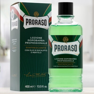 PRORASO Green Aftershave Lotion with Eucalyptus & Menthol Barber Size, 400ml NEW