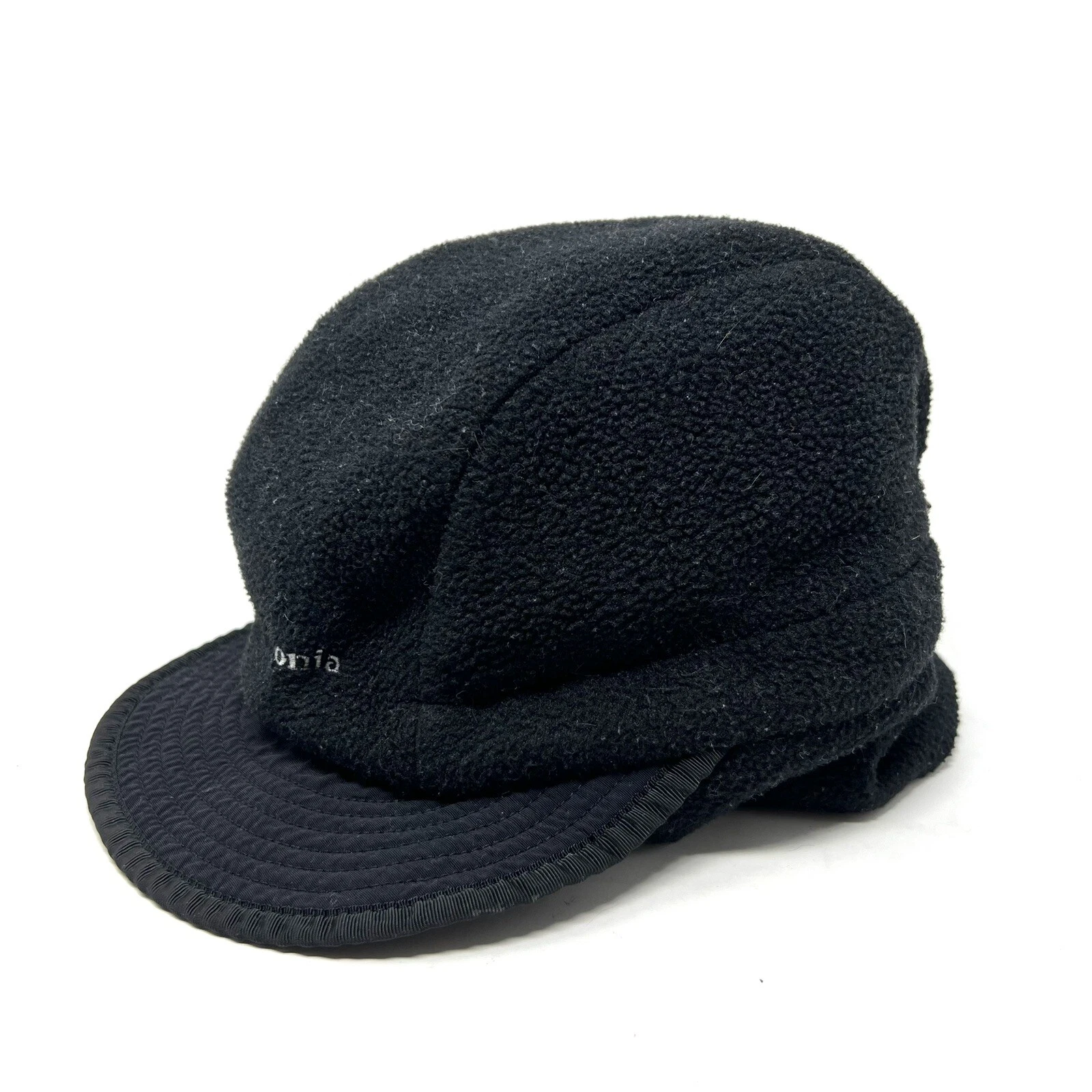 Vintage 90's Patagonia Duckbill Fleece Hat Cap Ear Flaps Black Medium USA