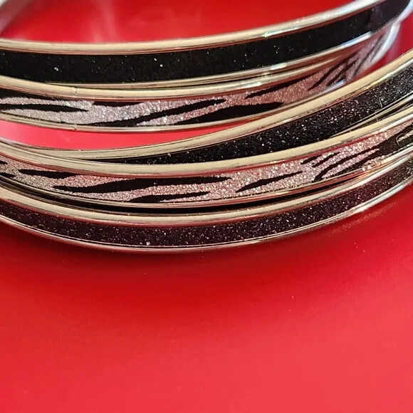 Designer Silvertone Intertwined Bangle Bracelets - image 2