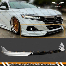For 2021-22 Honda Accord Yofer Painted White Pearl Front Bumper Lip Splitter Kit