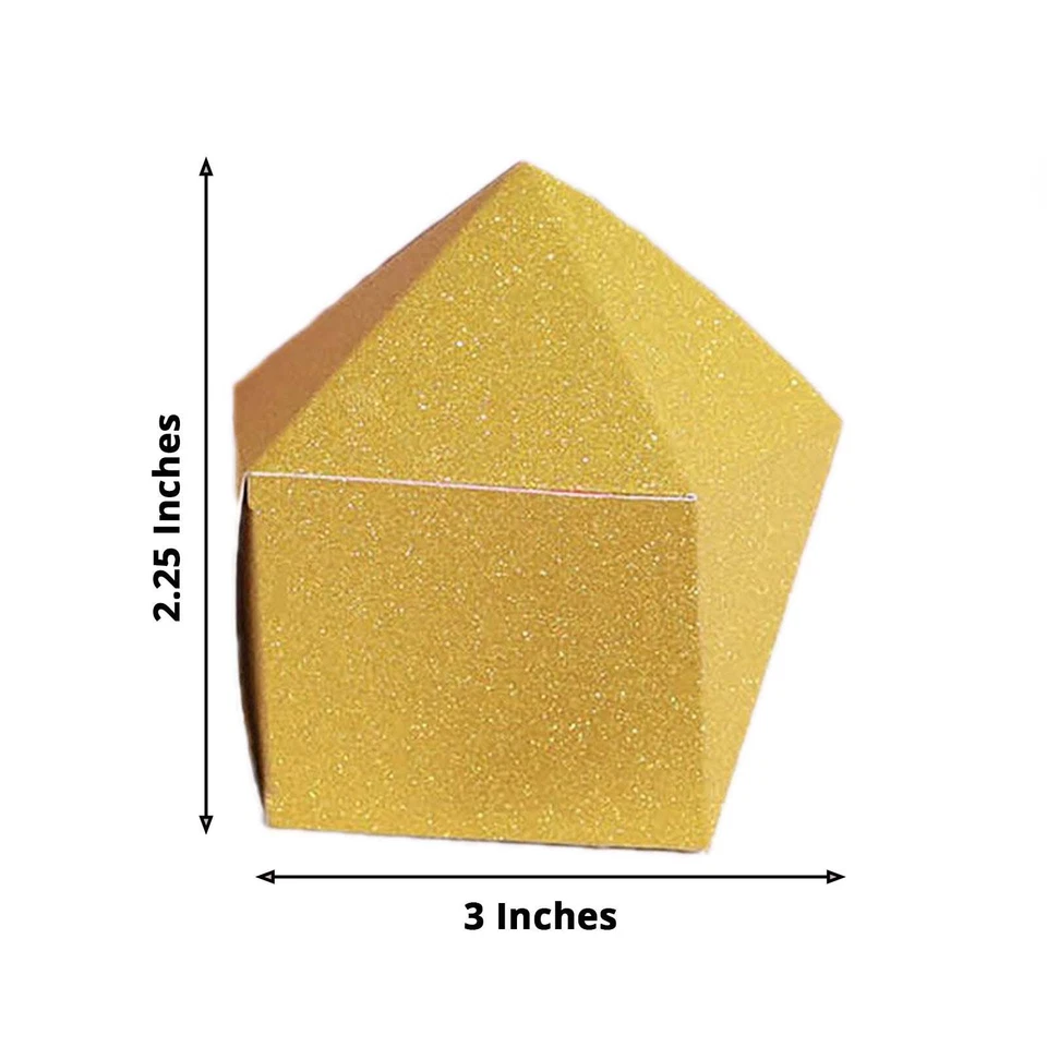 25 GOLD 3" Glittered Geometric FAVOR BOXES Gift Holders Party Events Decorations - Image 2 of 4