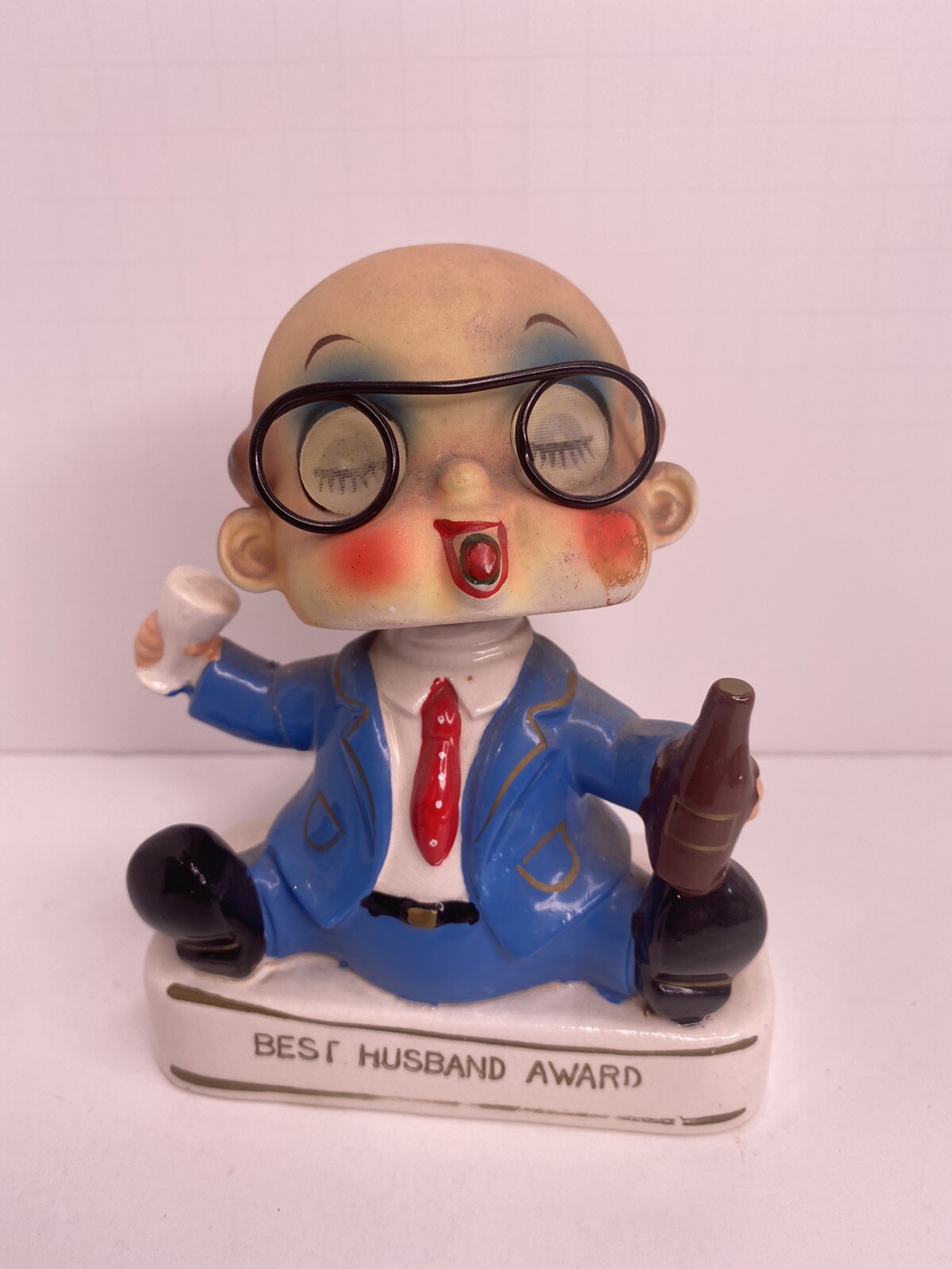 VINTAGE Bobblehead BEST HUSBAND AWARD Capri Creations Holographic Eyes Japan
