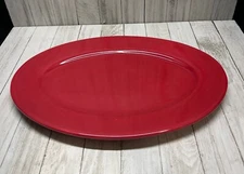 Vtg Tracy Porter “Jolly Ol Snowy” Red Serving Plater 13x 9”  Holiday Decor