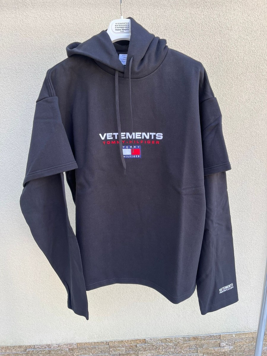 Tommy Hilfiger × Vetements , Double Sleeve Hoodie in Black , BNWT