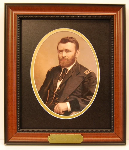 Gen. Ulysses S Grant Civil War Generals framed photo with plaque hand colored