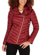 Laundry By Shelli Segal Hooded Packable Puffer Jacket Sangria Size Uk Xs $150