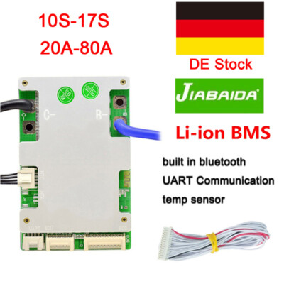 DE JBD 10S-17S 40A 50A 80A Li-ion Smart BMS Same Port Balance 36V-60V +Bluetooth