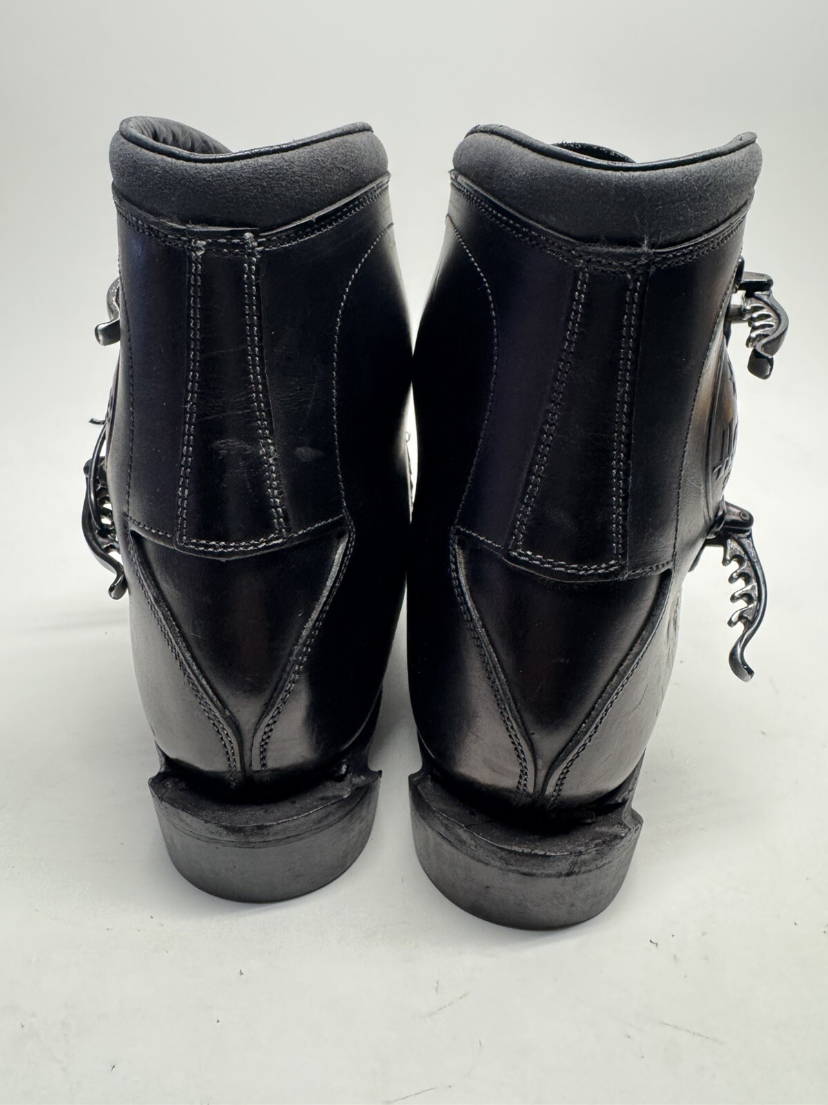 SALOMON Scarponi da sci vintage NOS Hanke in pelle nera Appr 10 5 uomo Swiss Made