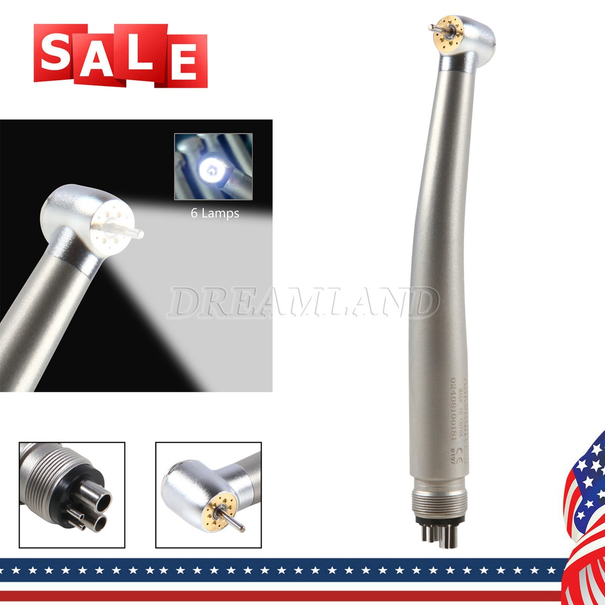 Dental High-Speed Handpiece With LED Light - NSK Style, 4 Hole, 6 Shadowless Lamps