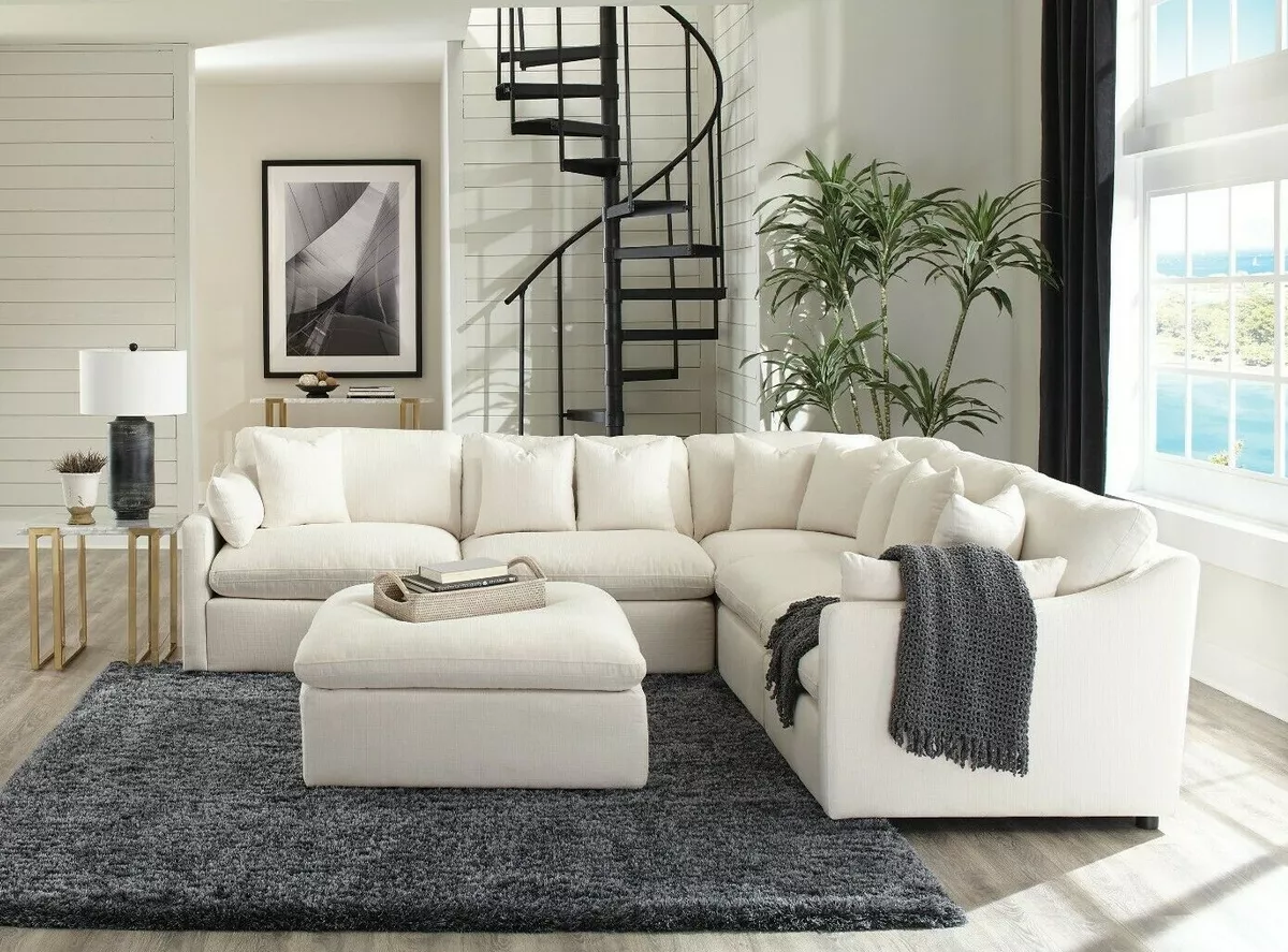 Hobson Cloud Modular Sectional Sofa 6pc Set White Fabric Coaster