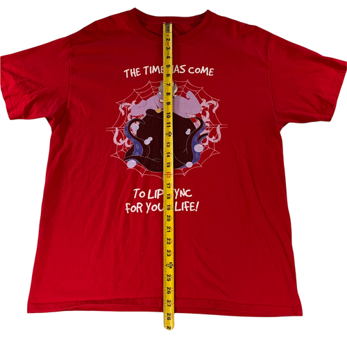 VTG Ursula Little Mermaid Disney Parks RARE Lip Sync T-Shirt Red • Large - Picture 4 of 5